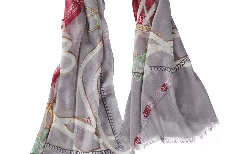 Alpine Cashmere's Featherweight Cheval Scarf in Cranberry
