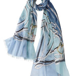 Alpine Cashmere's Featherweight Cheval Scarf in Marine Blue