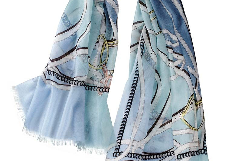 Alpine Cashmere's Featherweight Cheval Scarf in Marine Blue