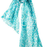 Alpine Cashmere's Leopard Scarf in Turquoise