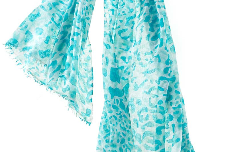 Alpine Cashmere's Leopard Scarf in Turquoise