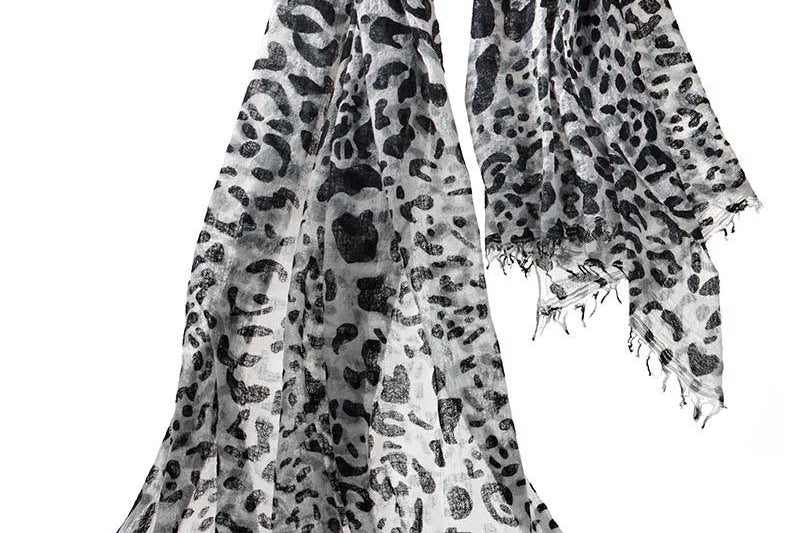 Alpine Cashmere's Leopard Scarf in Graphite